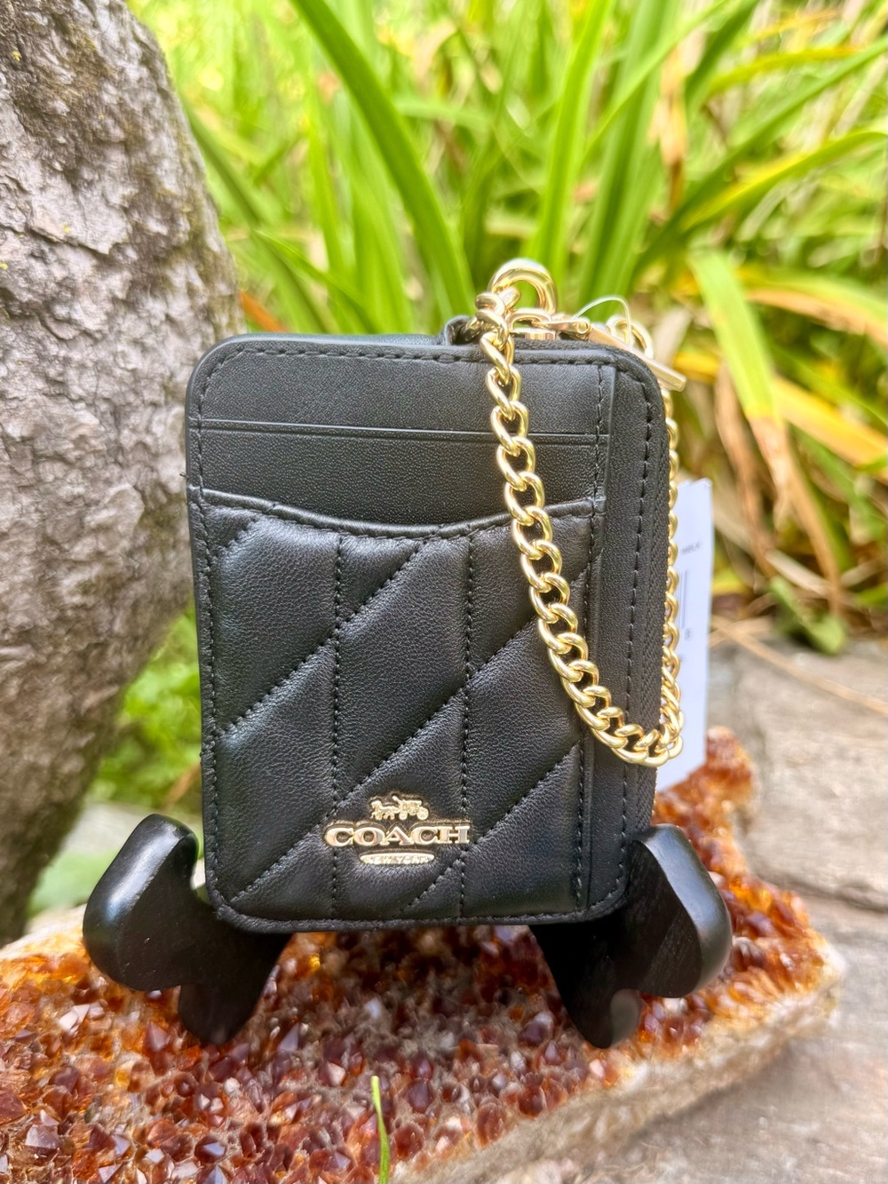 Coach quilted leather Zip card case CZ467